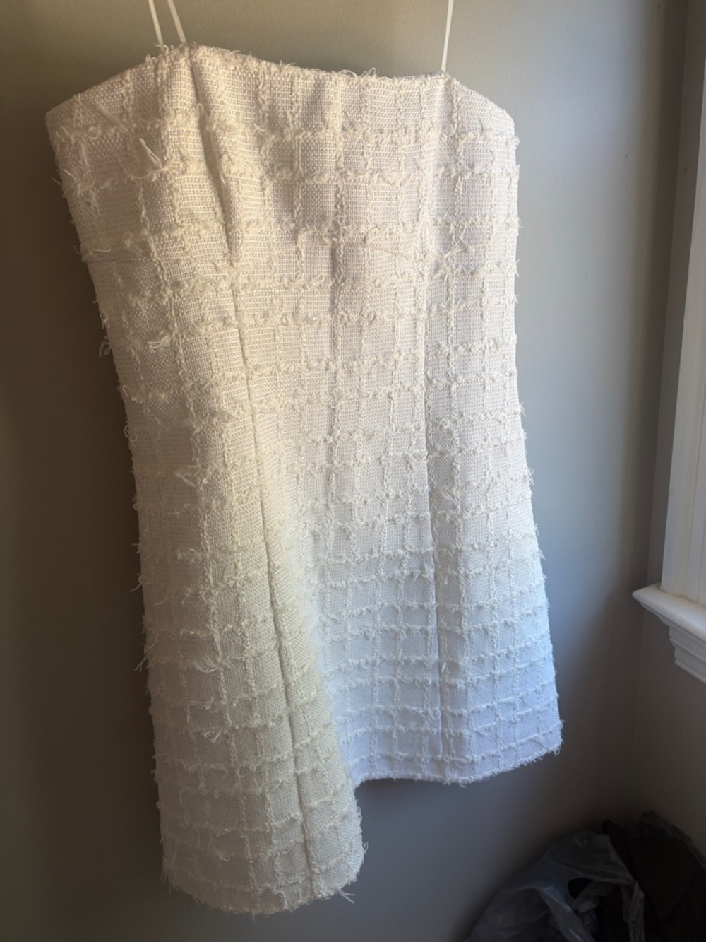 Amanda Uprichard White Textured Strapless Dress